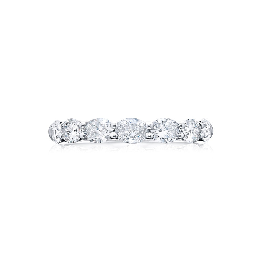 Platinum Oval Diamond Single-Row East-West Band