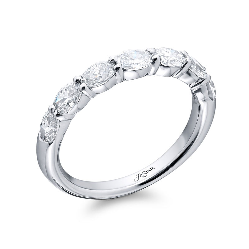 Platinum Oval Diamond Single-Row East-West Band