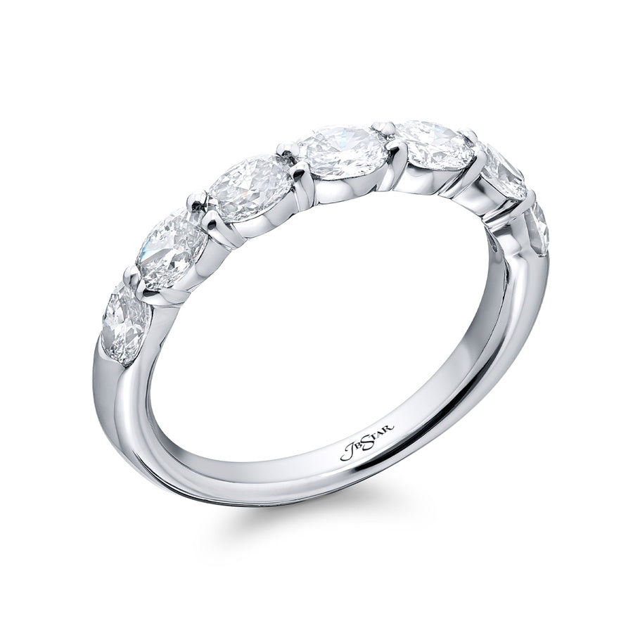 Platinum Oval Diamond Single-Row East-West Band