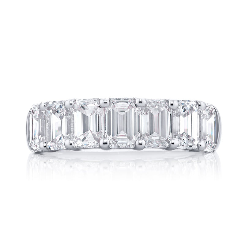 Platinum Emerald-Cut Diamond Single-Row Band
