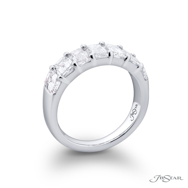 Platinum Emerald-Cut Diamond Single-Row Band
