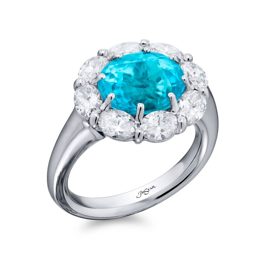 Platinum Oval Paraiba Certified Ring