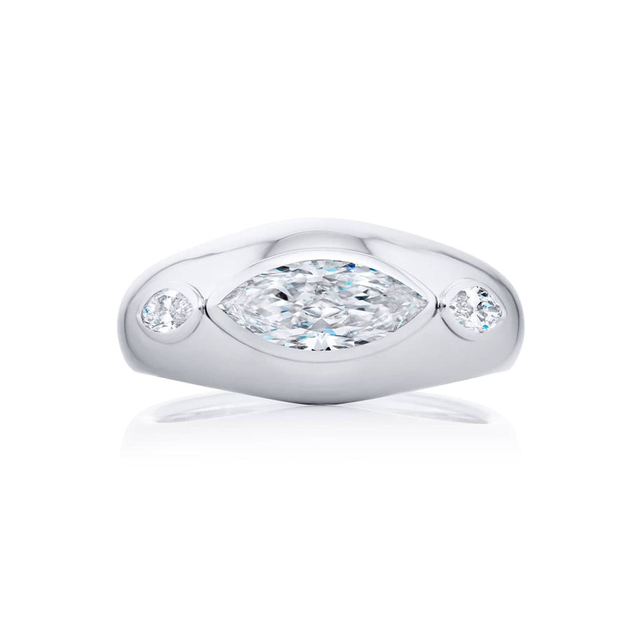 Platinum Marquise Diamond Single-Row GIA Certified Men's Wedding Band