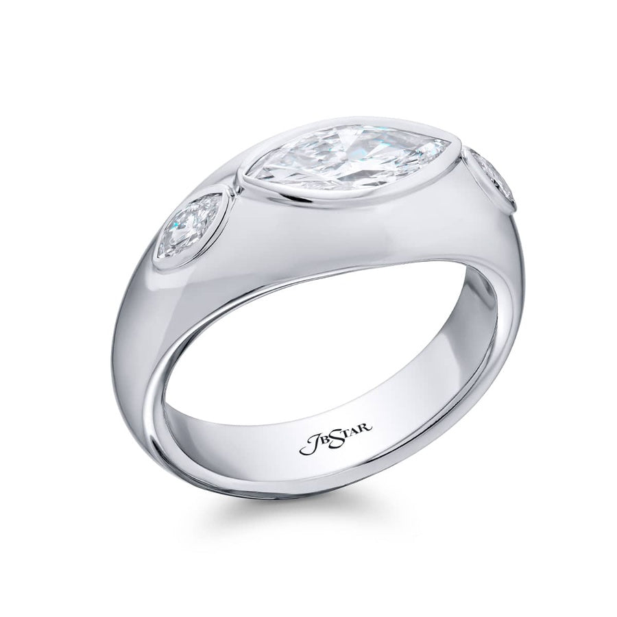 Platinum Marquise Diamond Single-Row GIA Certified Men's Wedding Band
