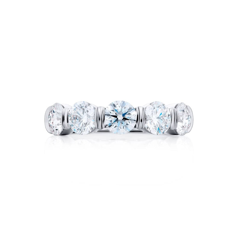 Platinum Round Diamond Single-Row Bar Set GIA Certified Band