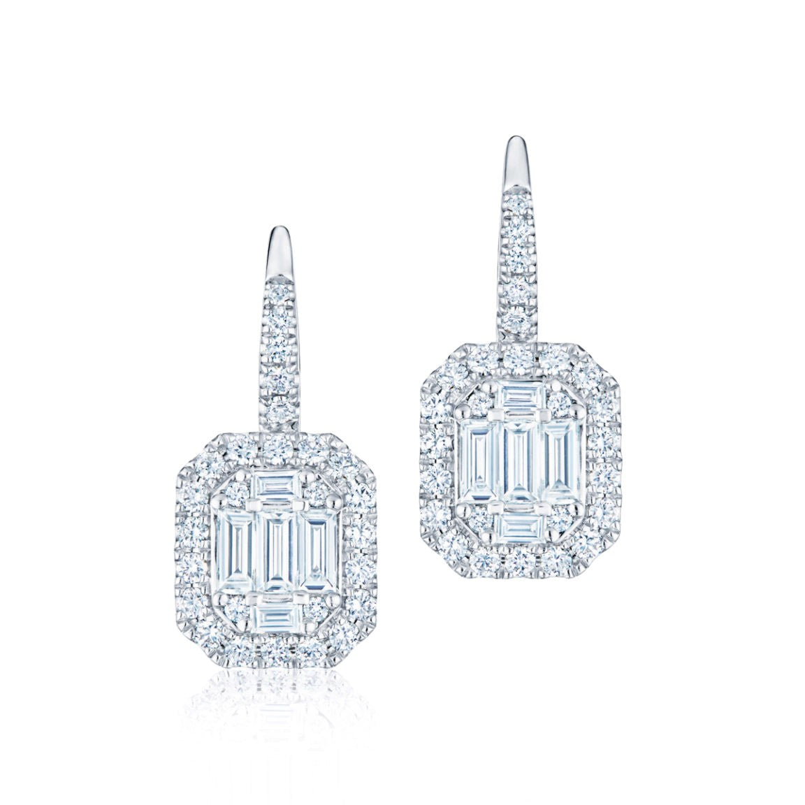 Sunburst Drop Earrings with Emerald-Cut Diamonds