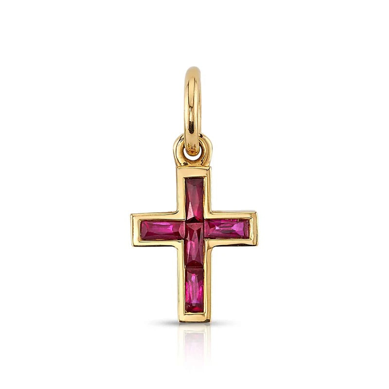 Mini French Cut Carmela Cross With Gemstones