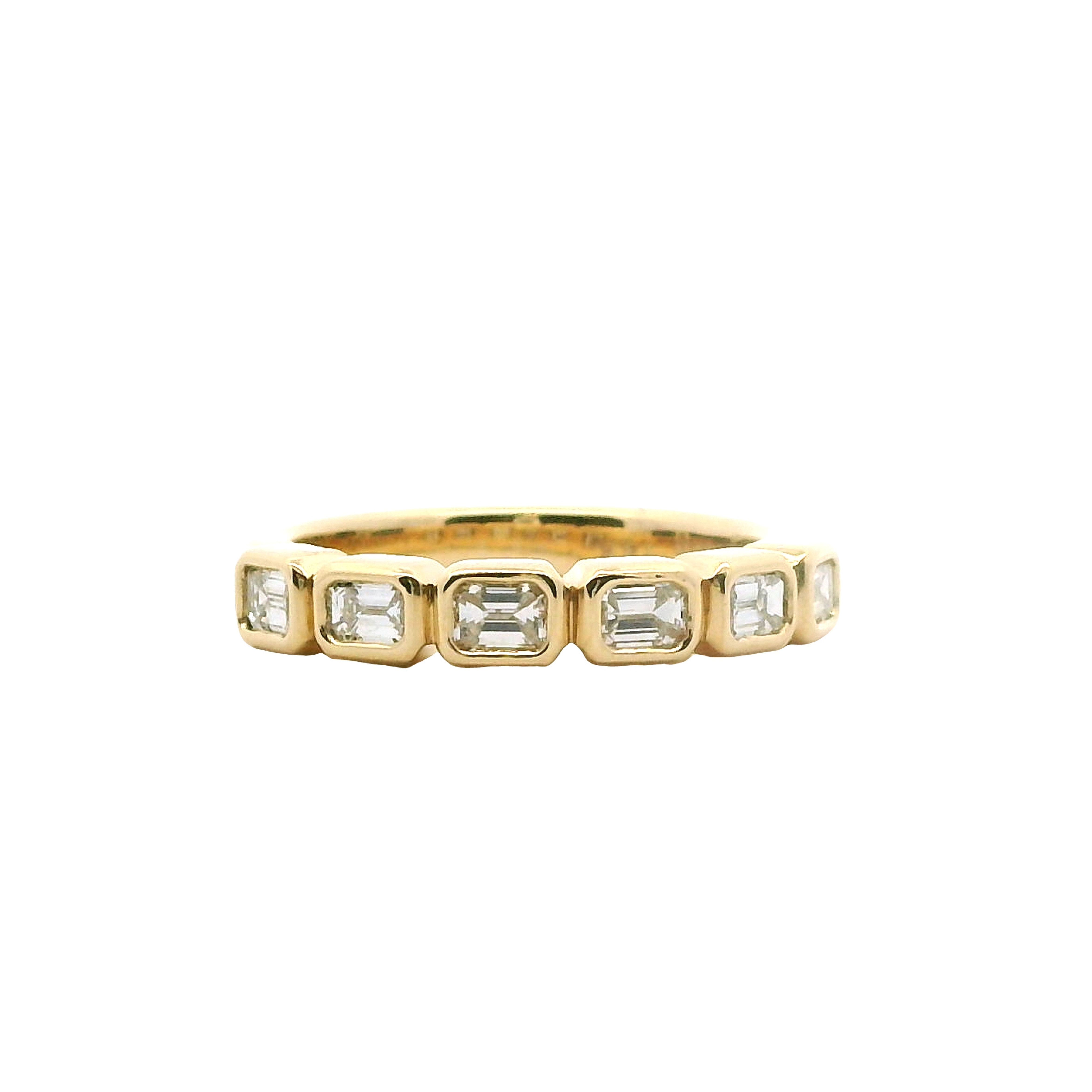 East-West Bezel Emerald Cut Diamond Six Stone Band