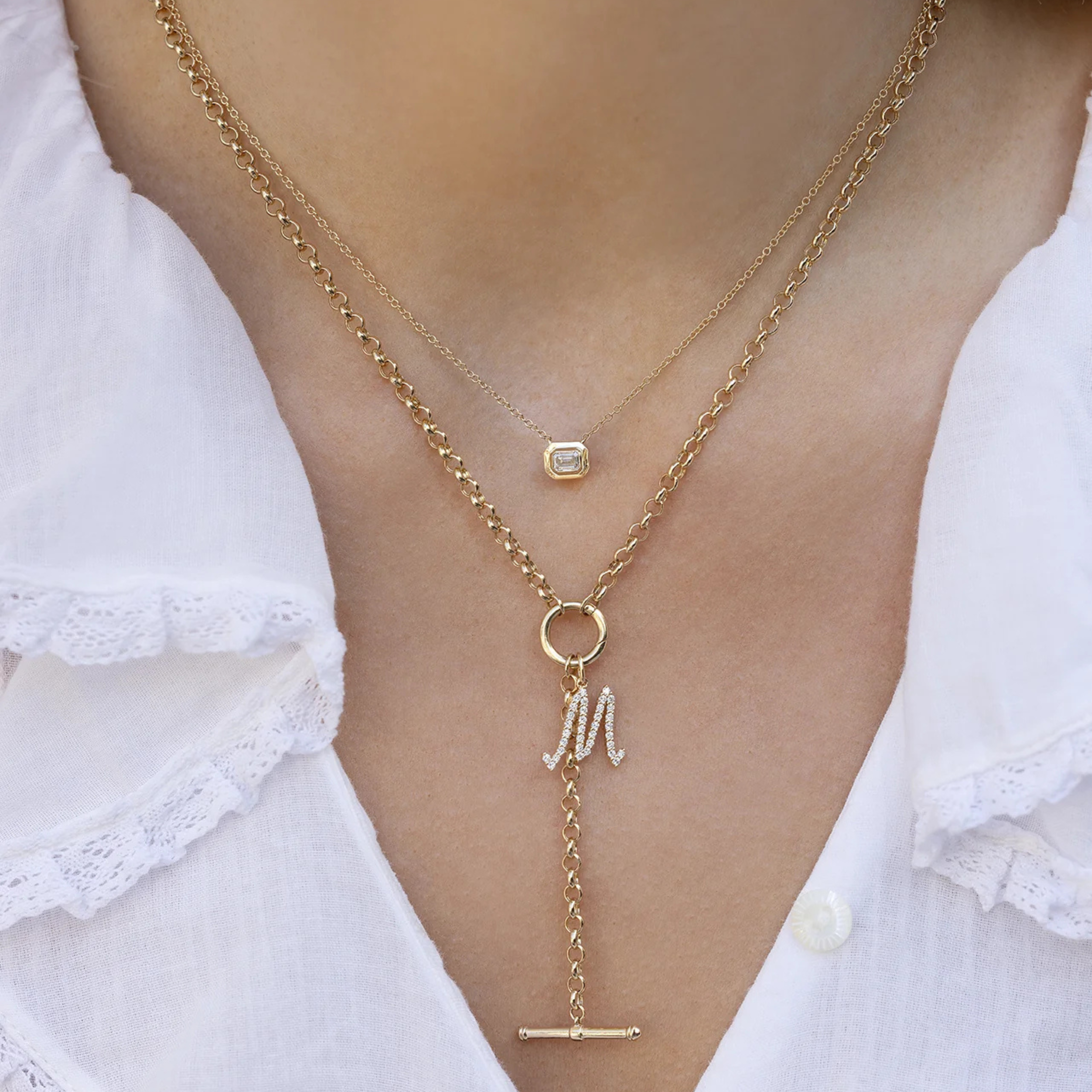 Rolo Chain Enhanced Lariat Necklace