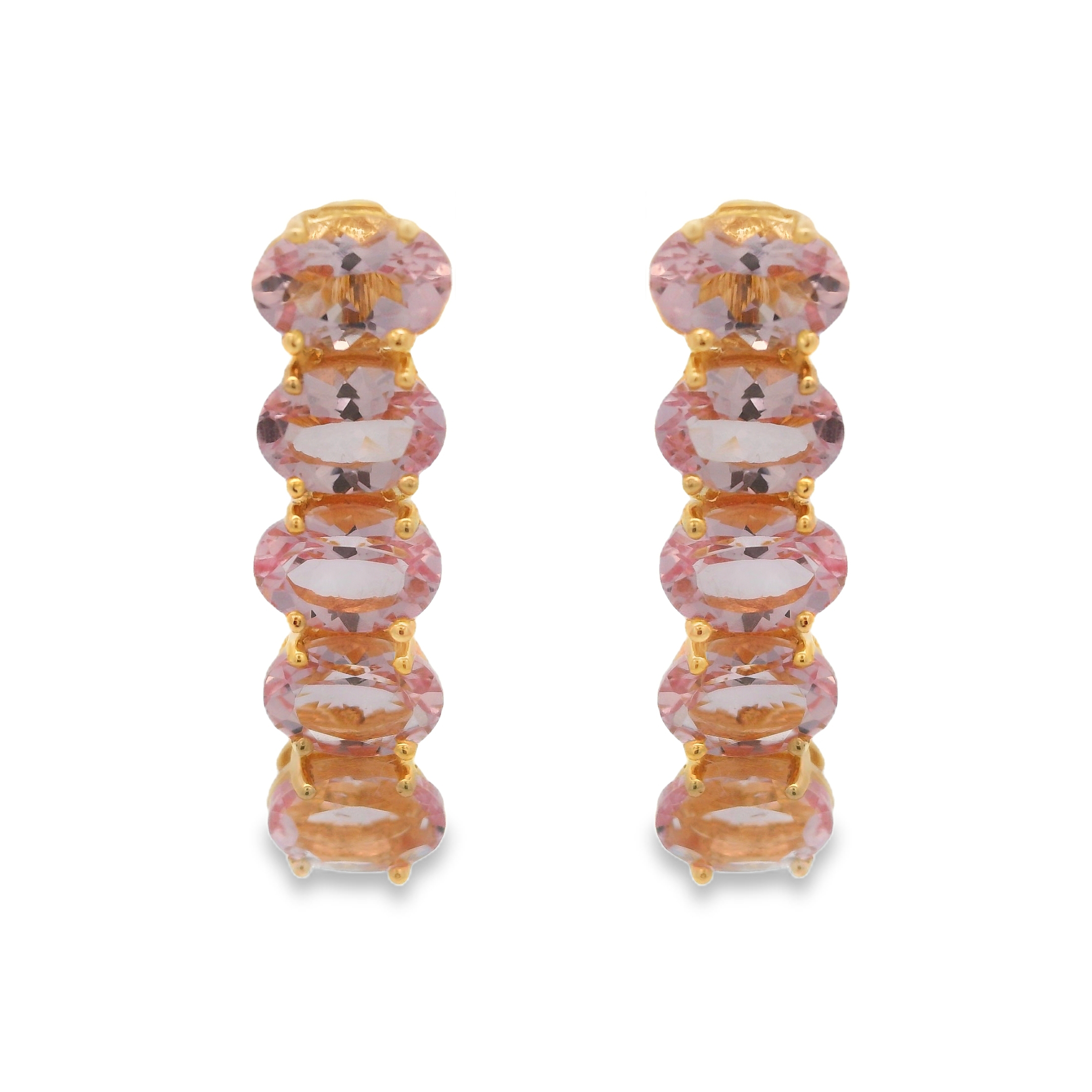 East-West Oval Pink Morganite Drop Earrings