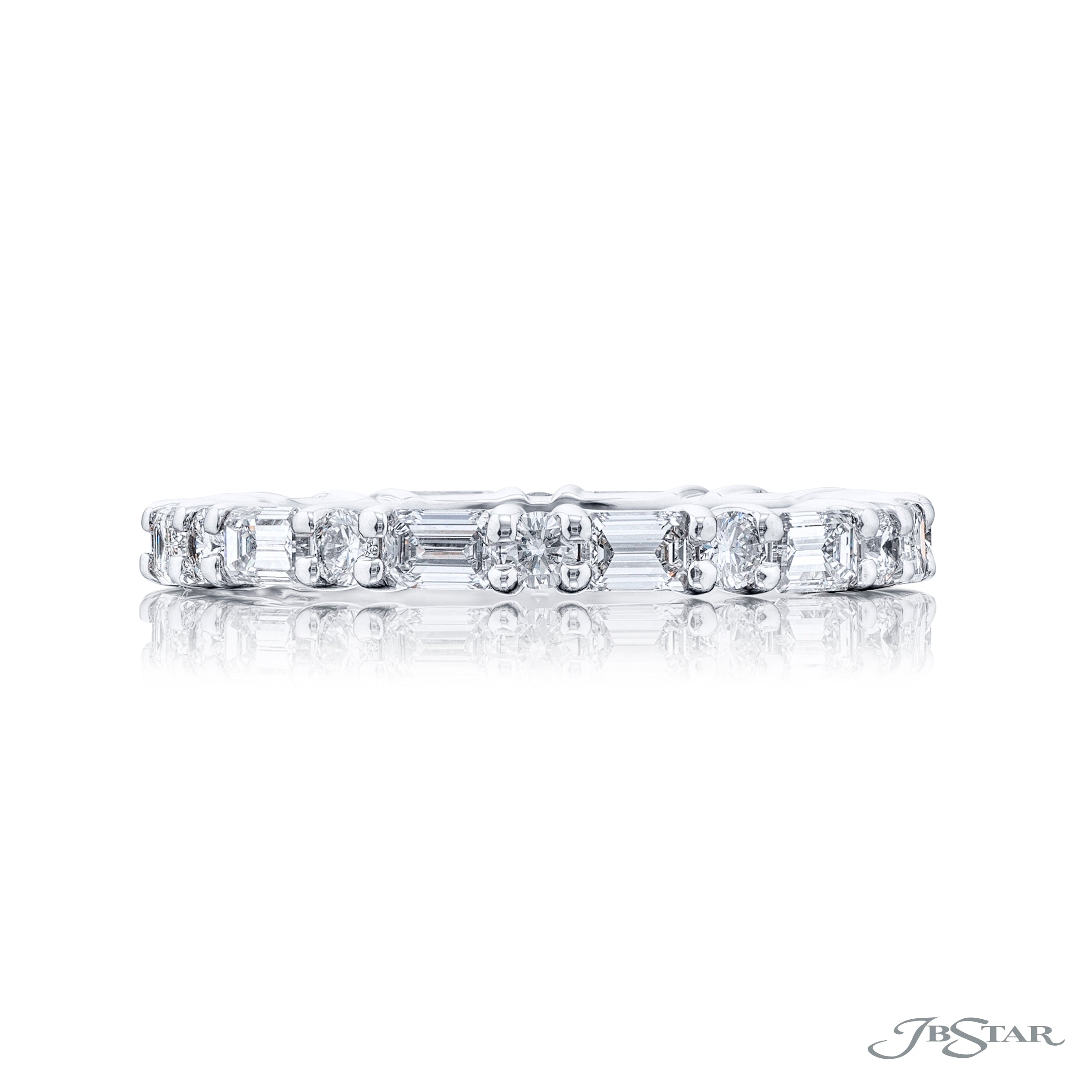 Emerald Cut and Round Diamond Band