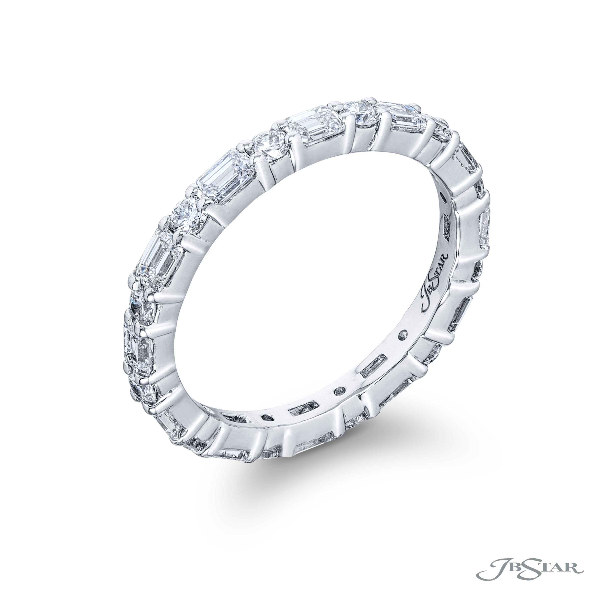 Emerald Cut and Round Diamond Band