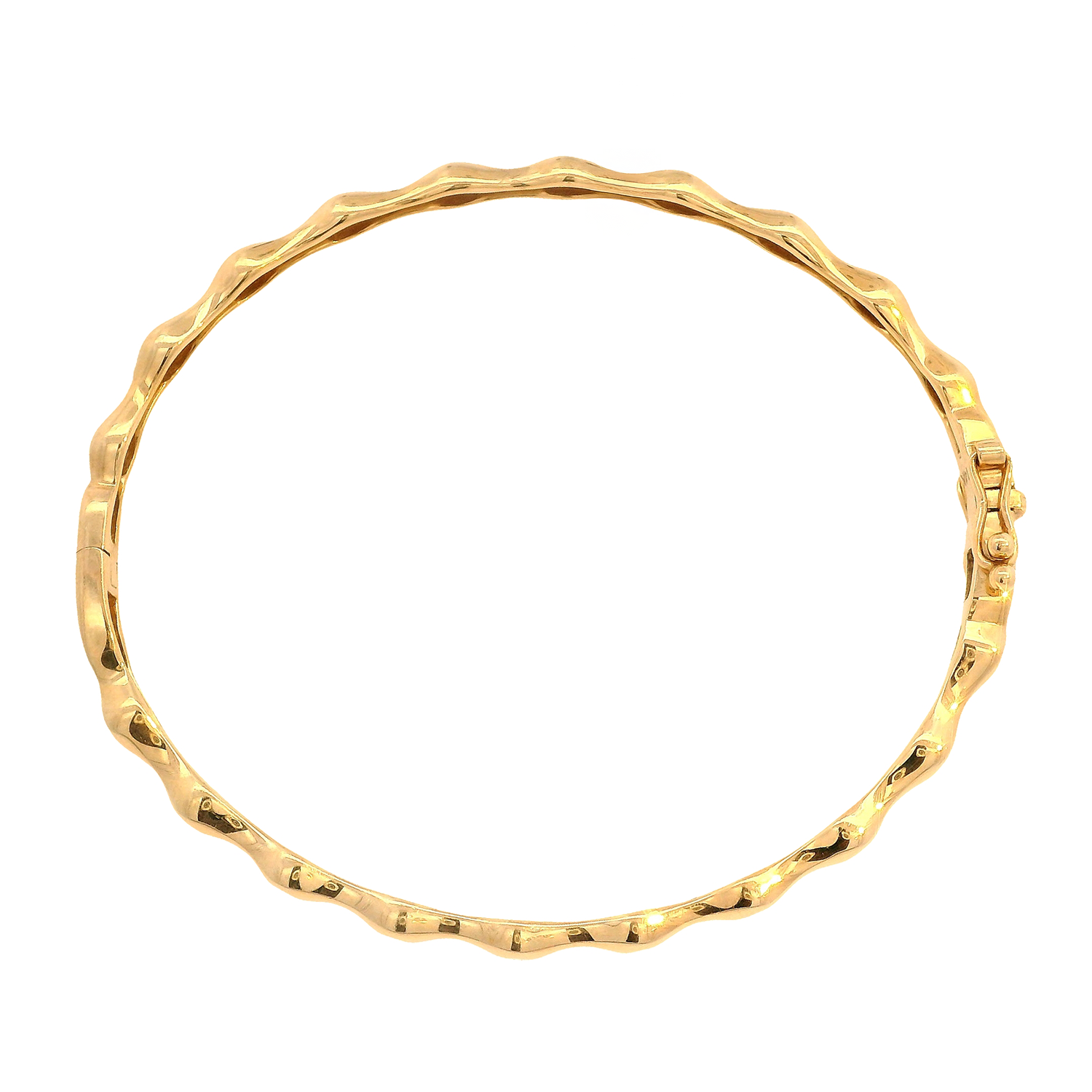 Bezeled Round Diamond Wave Bangle