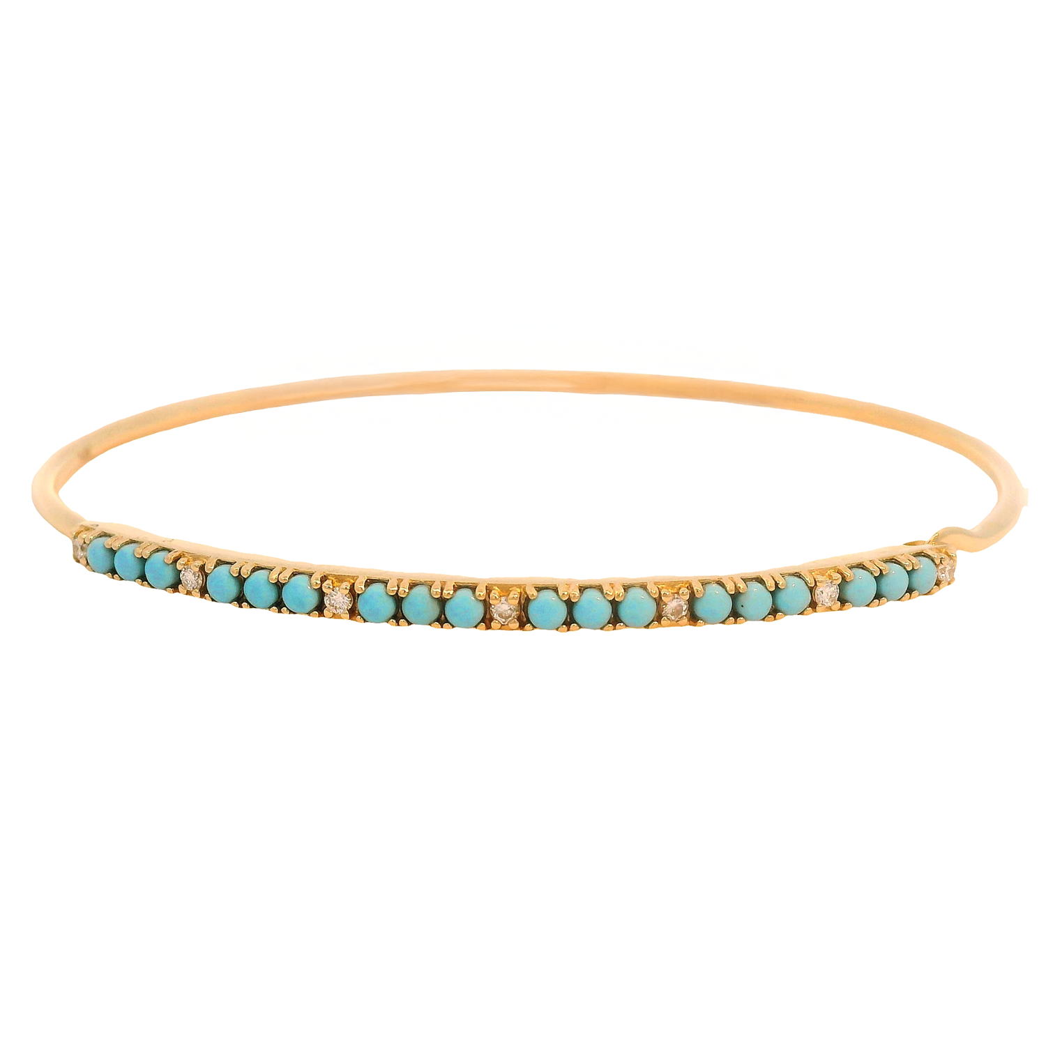 Alternating Turquoise and Diamond Latch Bangle