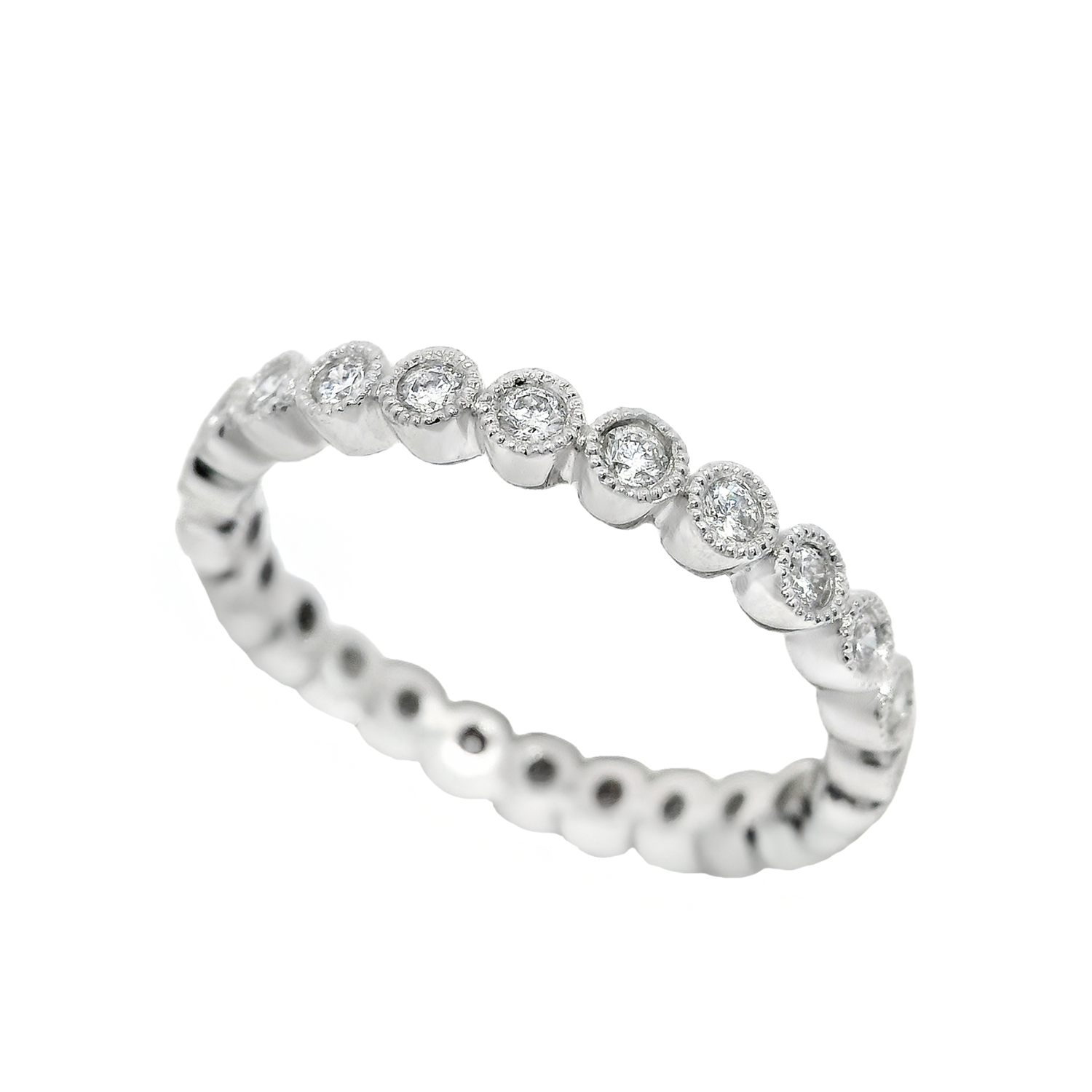 Milgrain Bezeled 1.8mm Round Diamond Eternity Band
