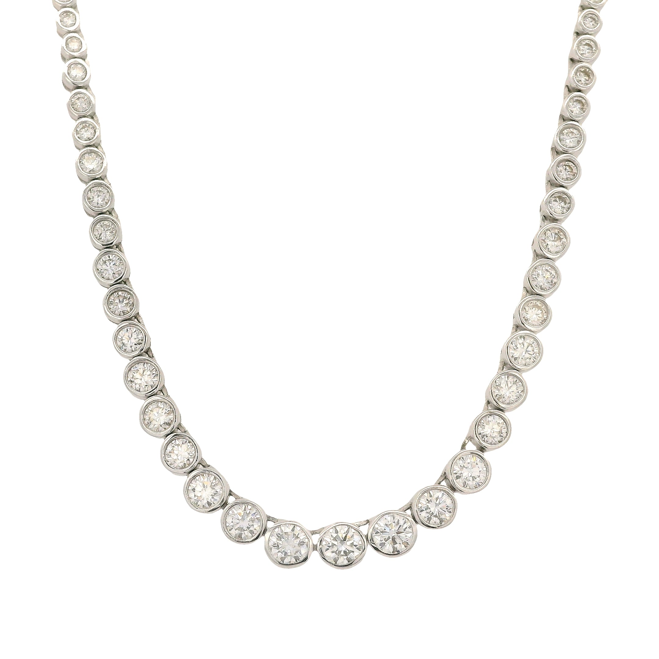 Graduated Bezel Round Diamond Necklace