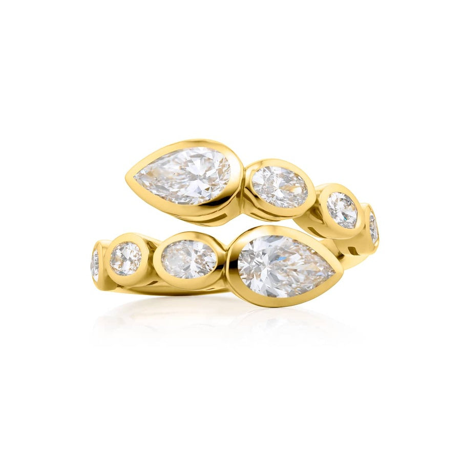 18K Yellow Gold Pear-Shaped Diamond Certified Twogether Ring