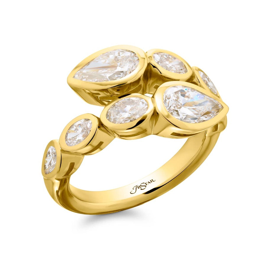 18K Yellow Gold Pear-Shaped Diamond Certified Twogether Ring