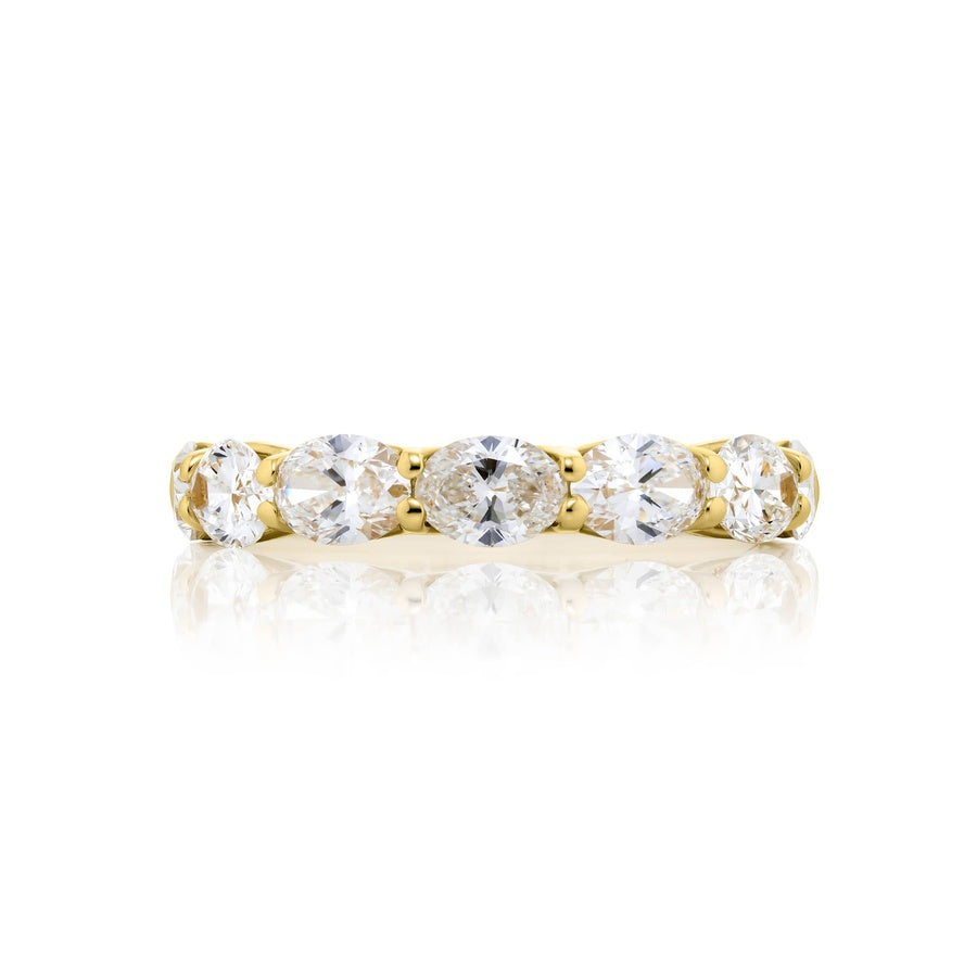 18K Yellow Gold Oval Diamond Single-Row East-West Band