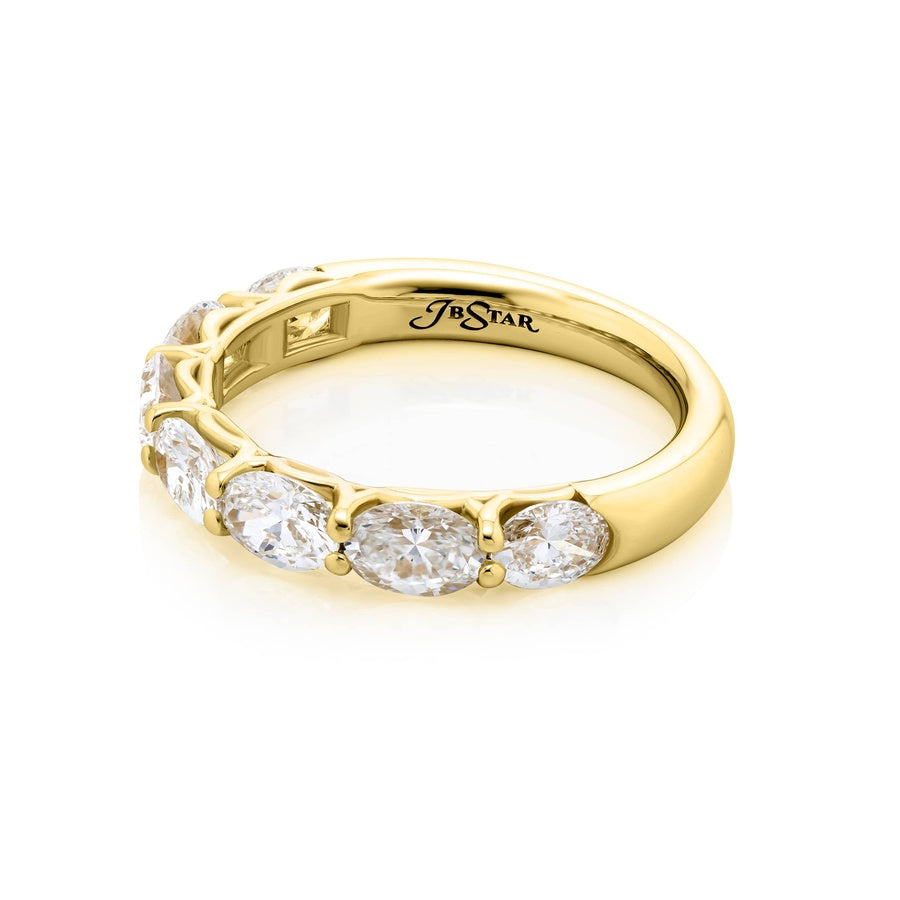 18K Yellow Gold Oval Diamond Single-Row East-West Band