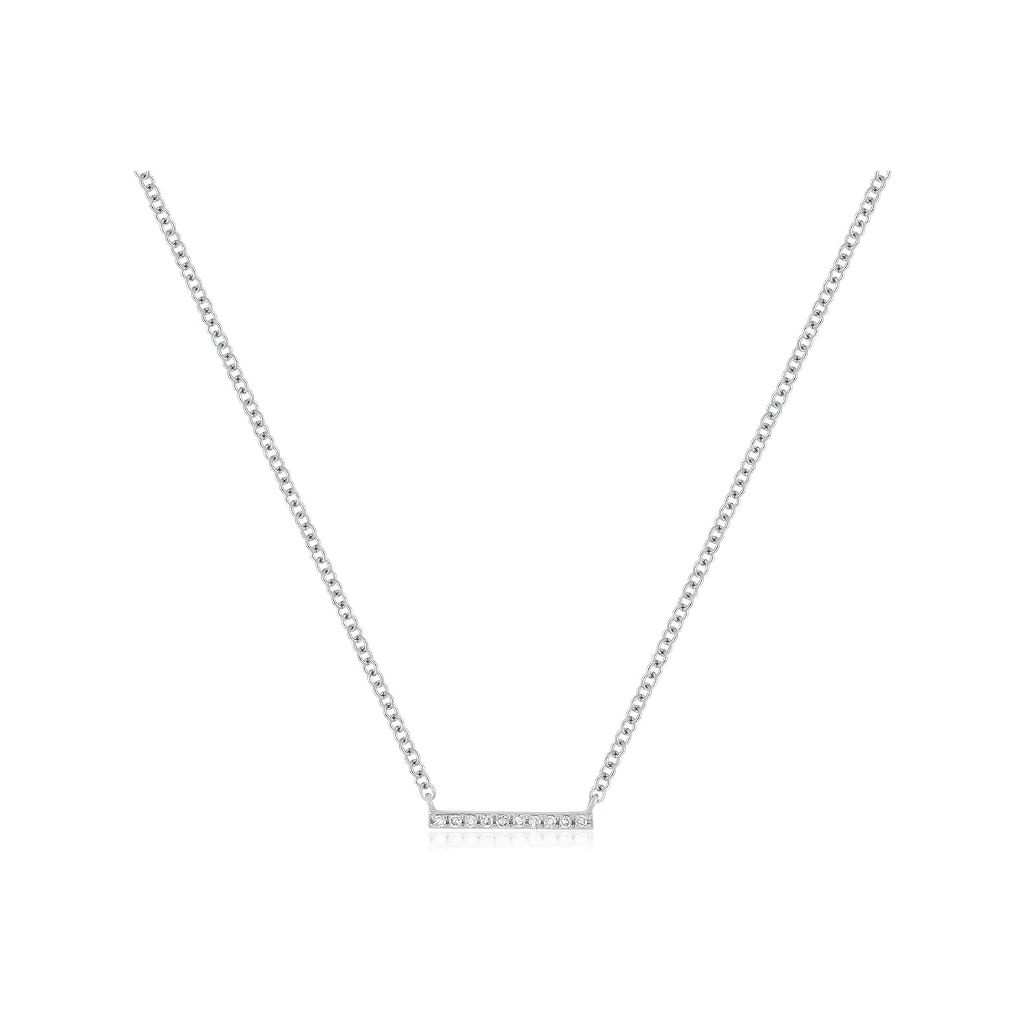 White Gold Diamond Mini Bar Necklace