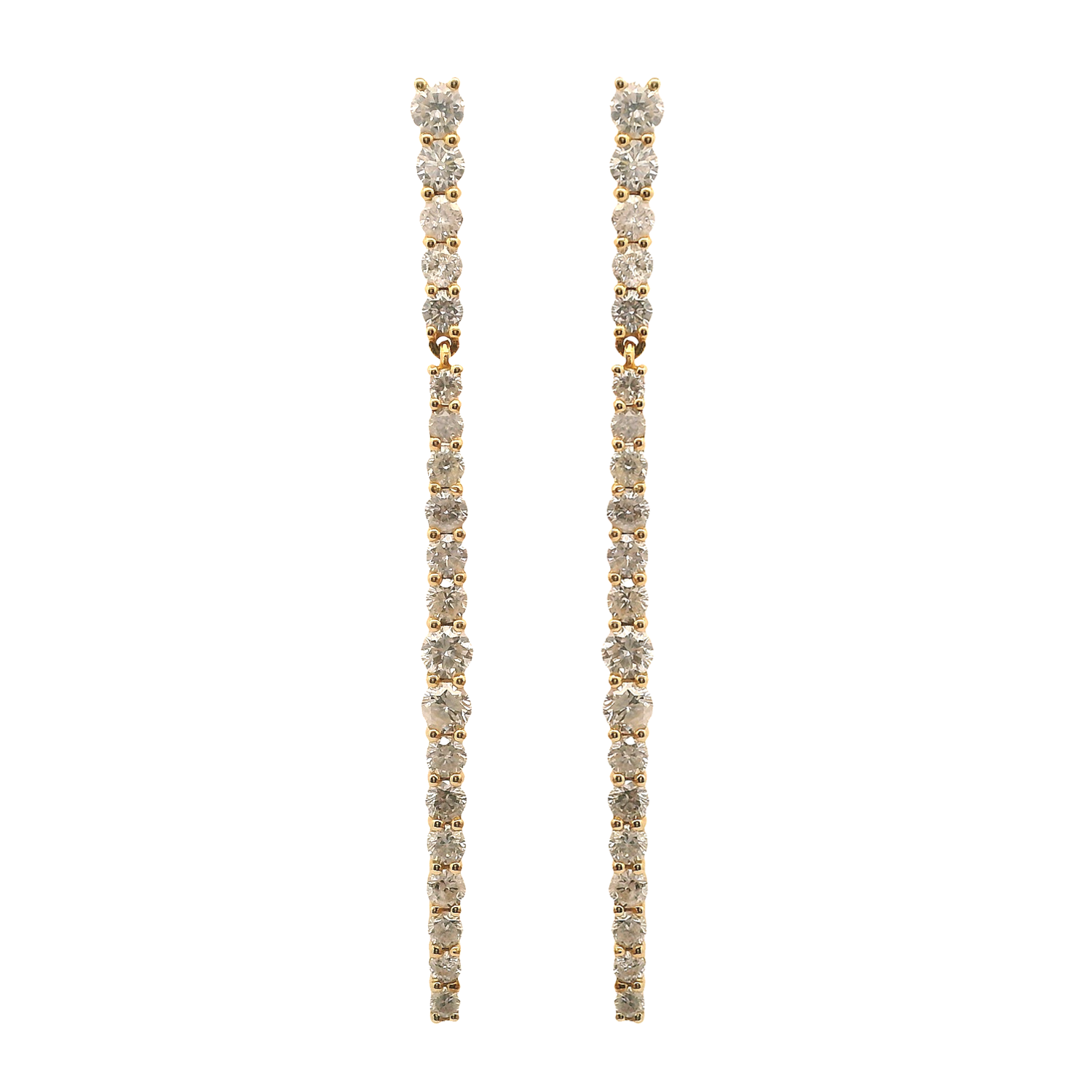 Graduating Prong Set Round Diamond Double Drop Earrings