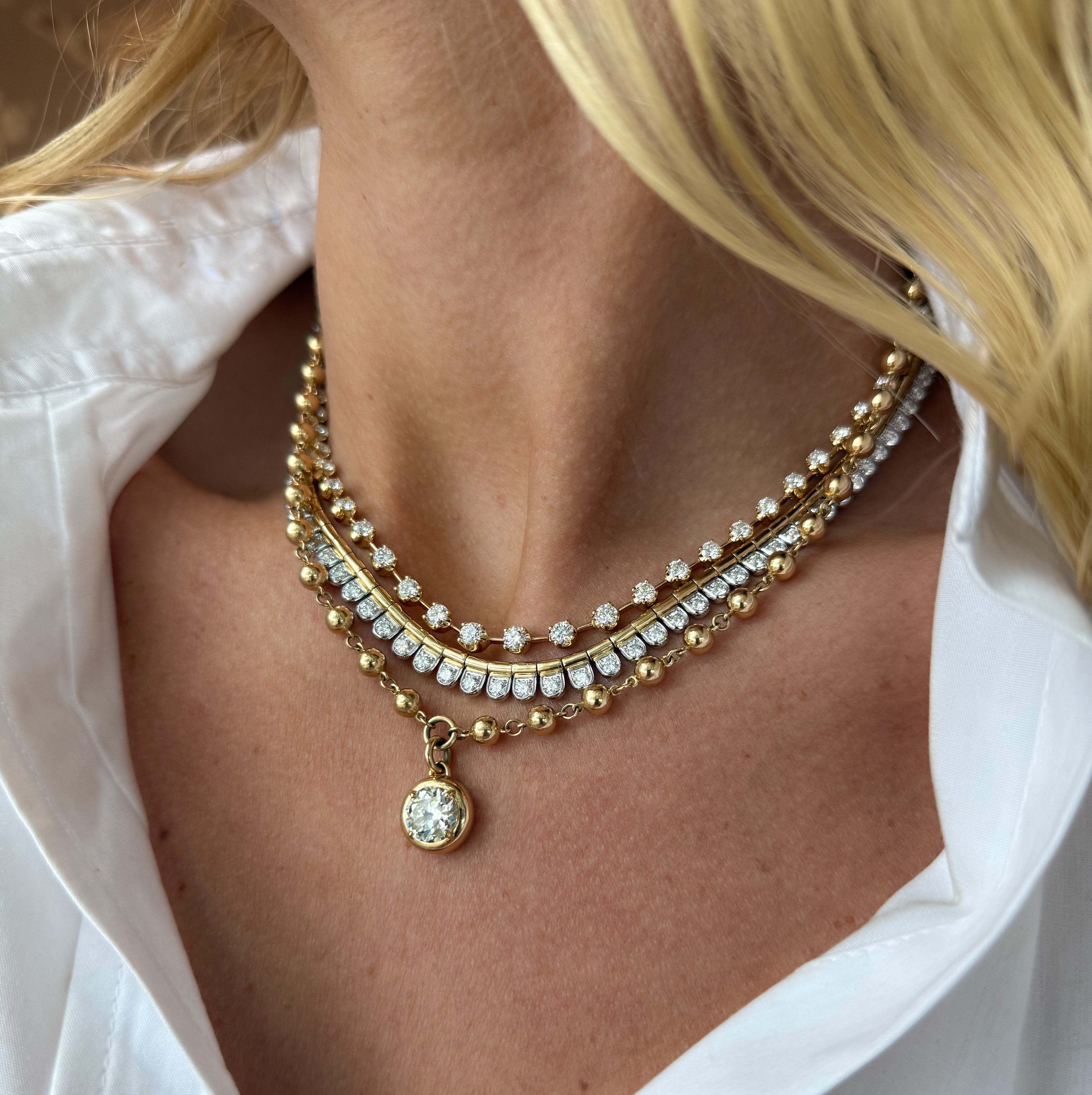 Randi Drop Necklace on Mirella Chain