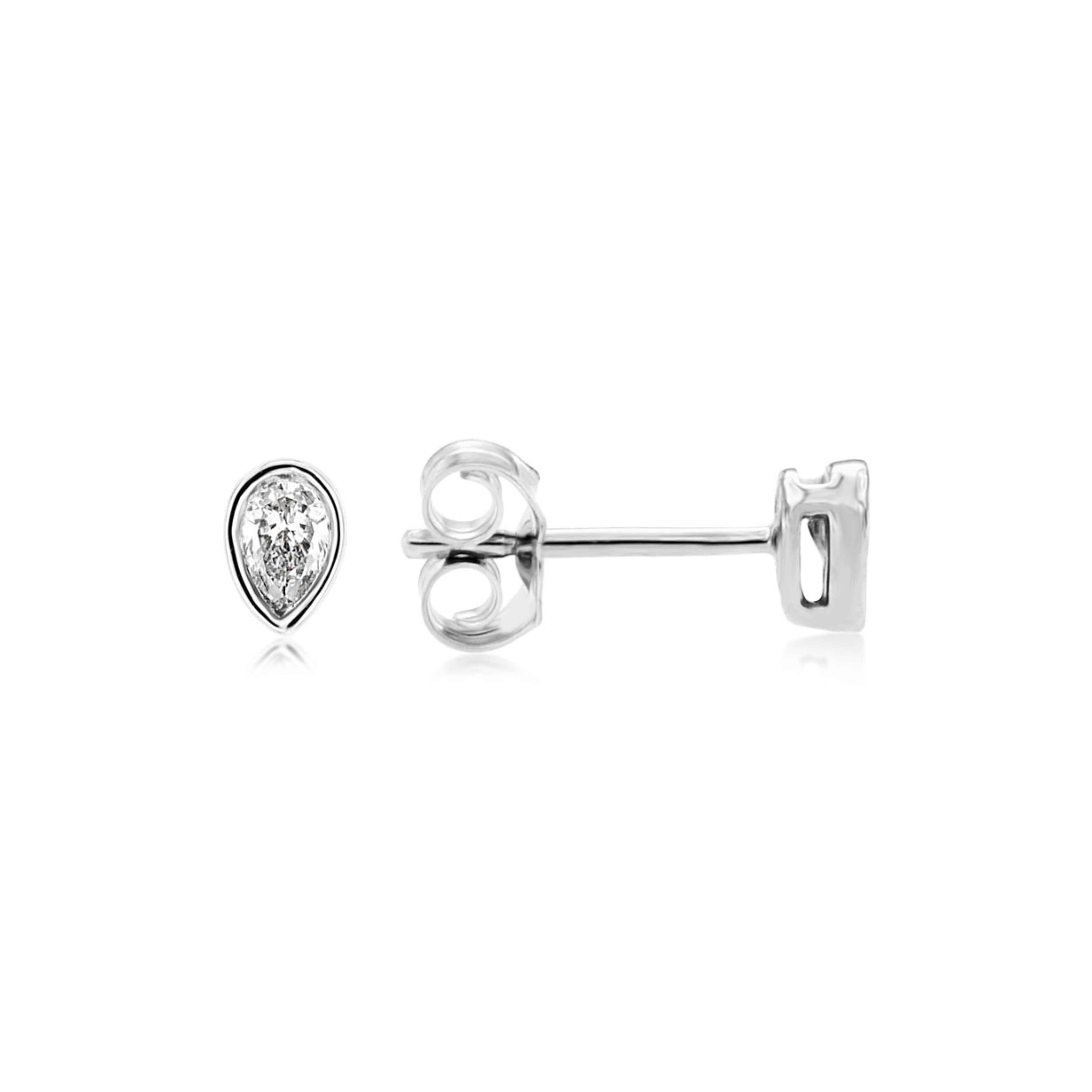 Bezeled Pear Diamond Stud Earrings