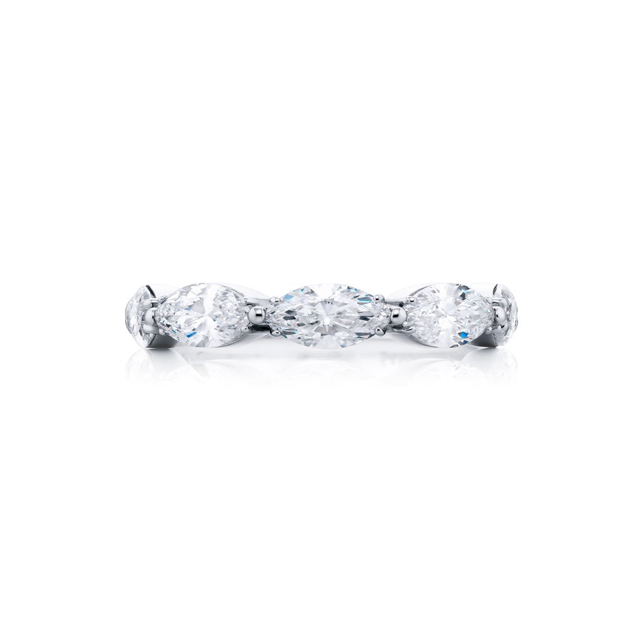 Platinum Marquise Diamond Single-Row East-West Band