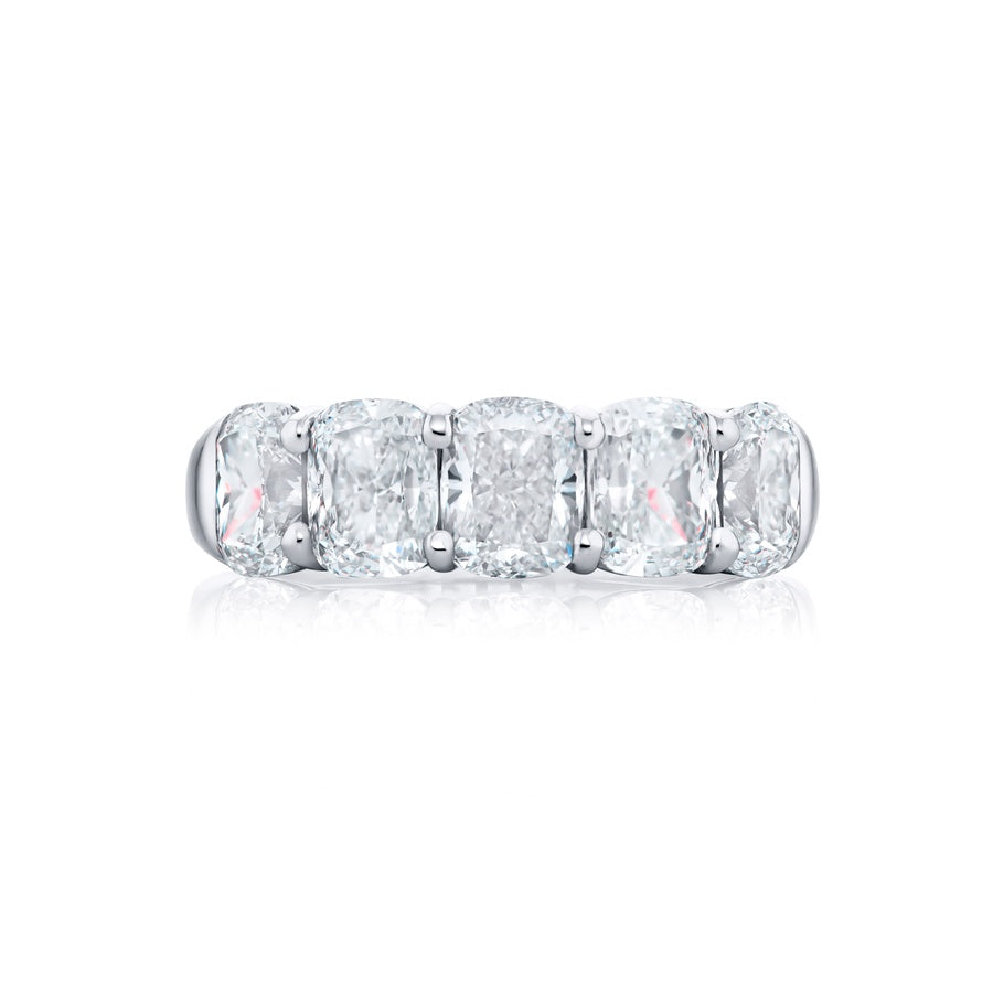 Platinum Cushion-Cut Diamond Single-Row GIA Certified Band