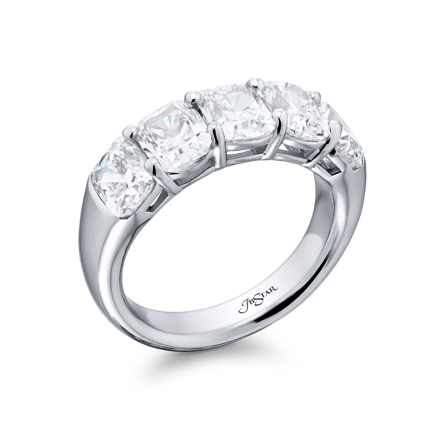 Platinum Cushion-Cut Diamond Single-Row GIA Certified Band