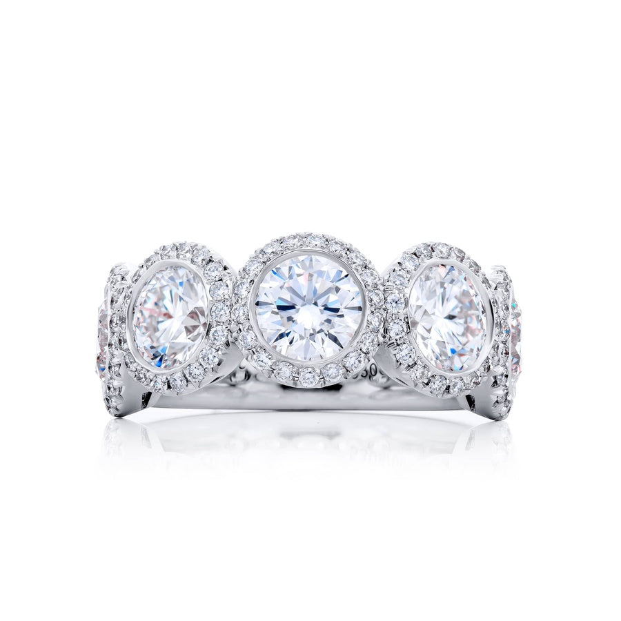Platinum Round Diamond Single-Row Bezel Set GIA Certified Band