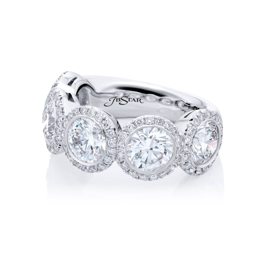 Platinum Round Diamond Single-Row Bezel Set GIA Certified Band