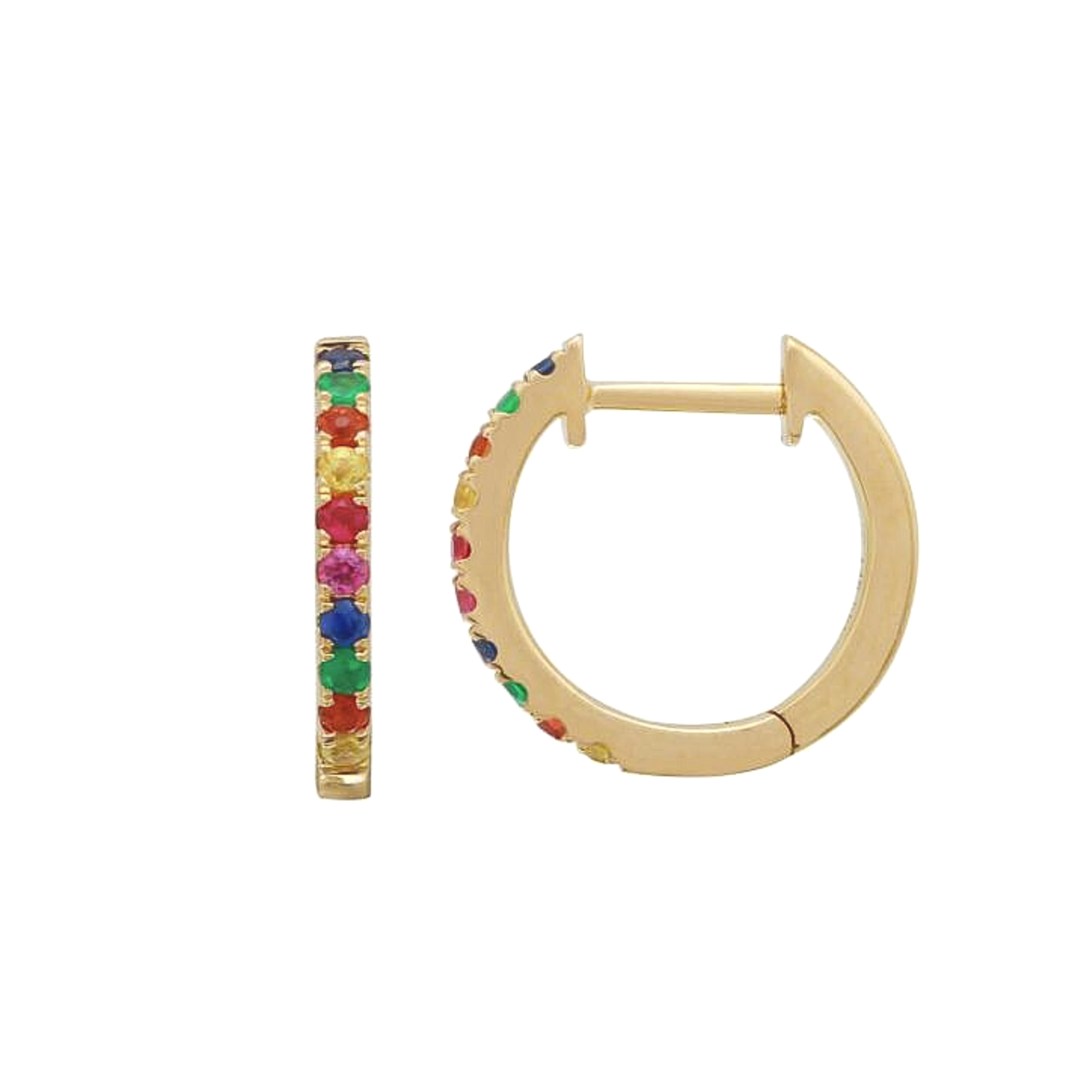 Multi-Sapphire Huggie Hoop Earrings