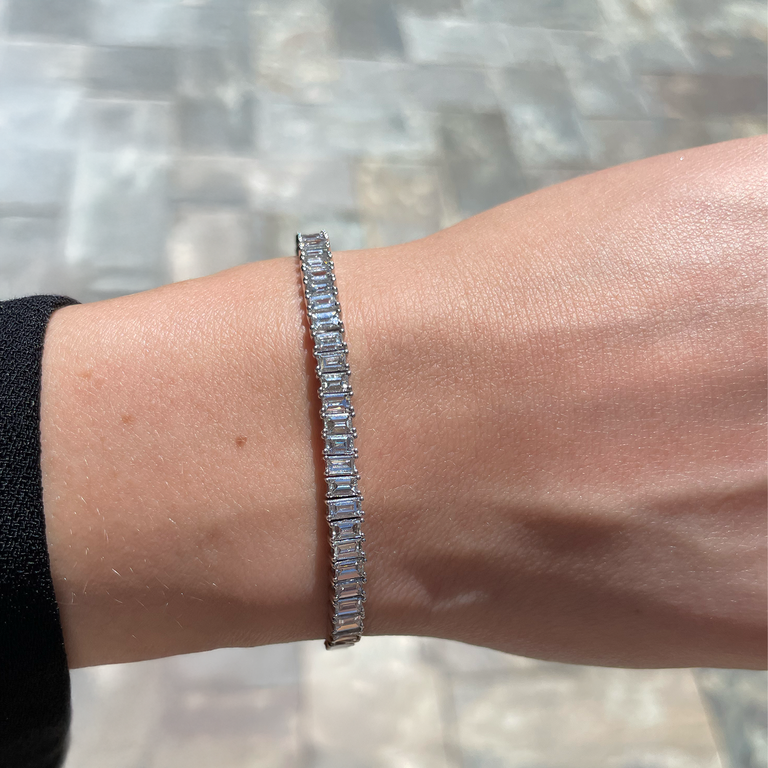 7.32ctw Emerald Cut Diamond Tennis Bracelet