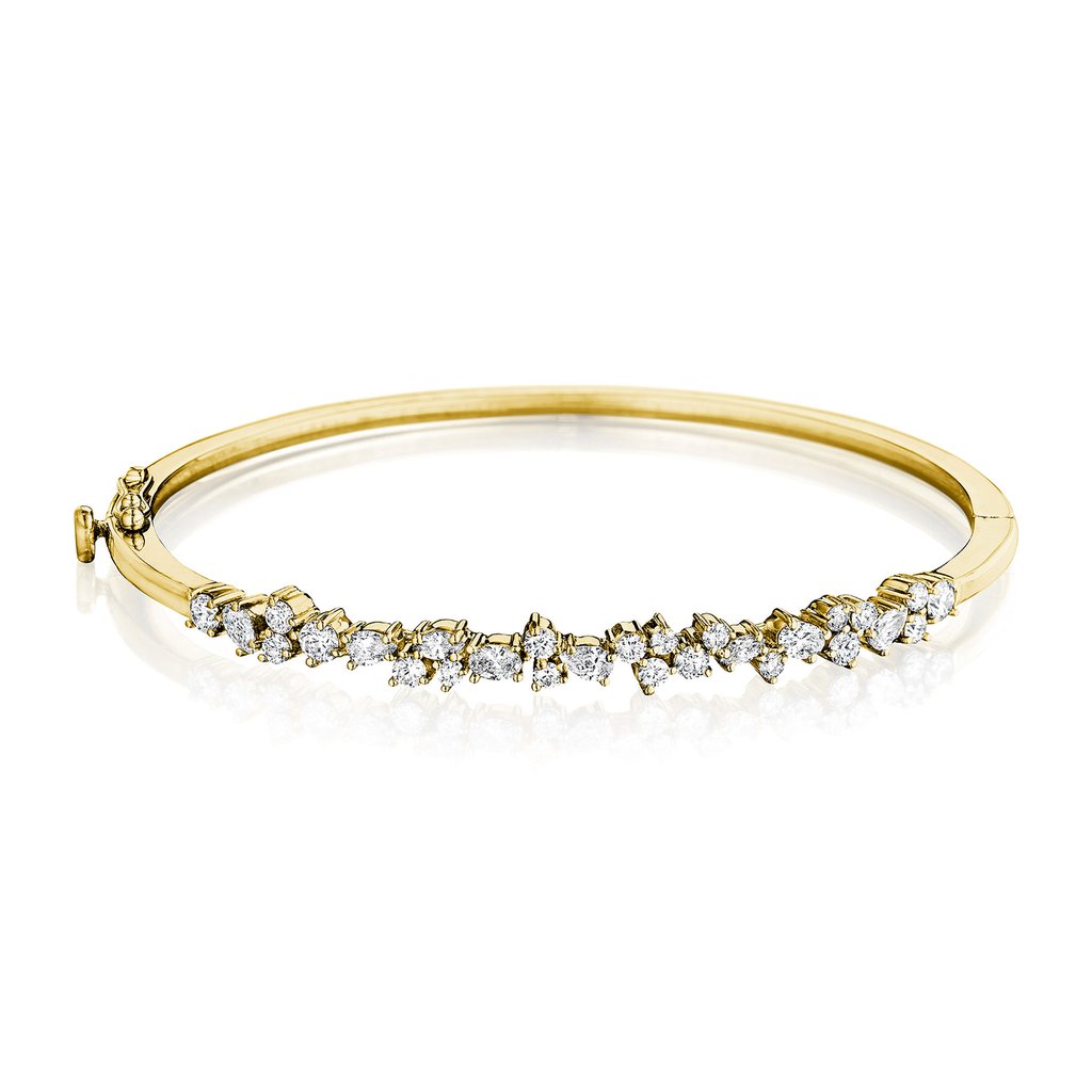 Mixed-Shape Diamond Cluster Bangle