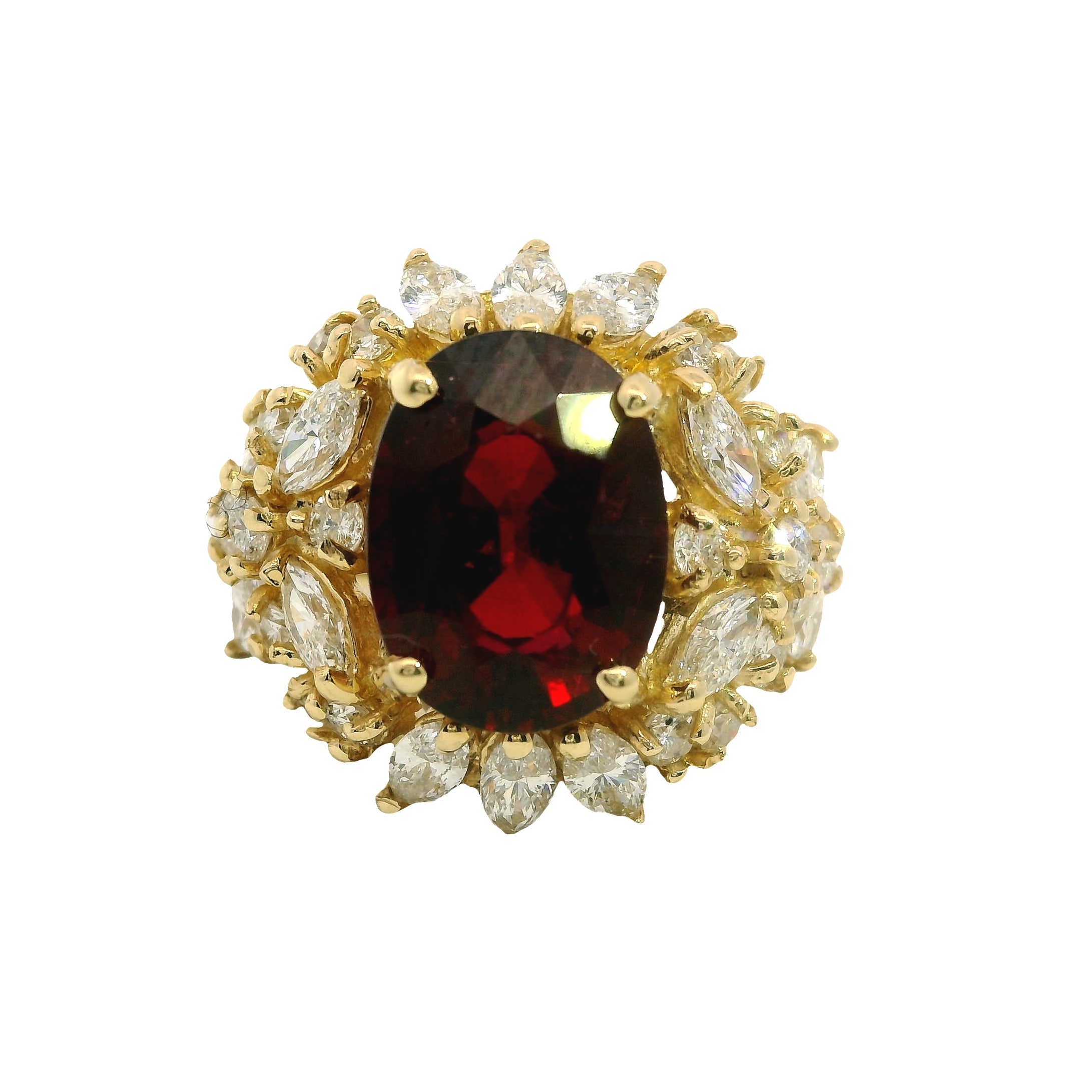 Rubellite Tourmaline and Diamond Floral Ring