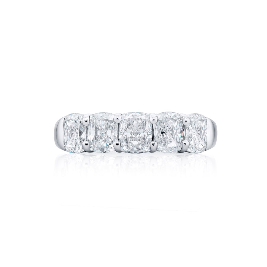 Platinum Cushion-Cut Diamond Single-Row GIA Certified Band