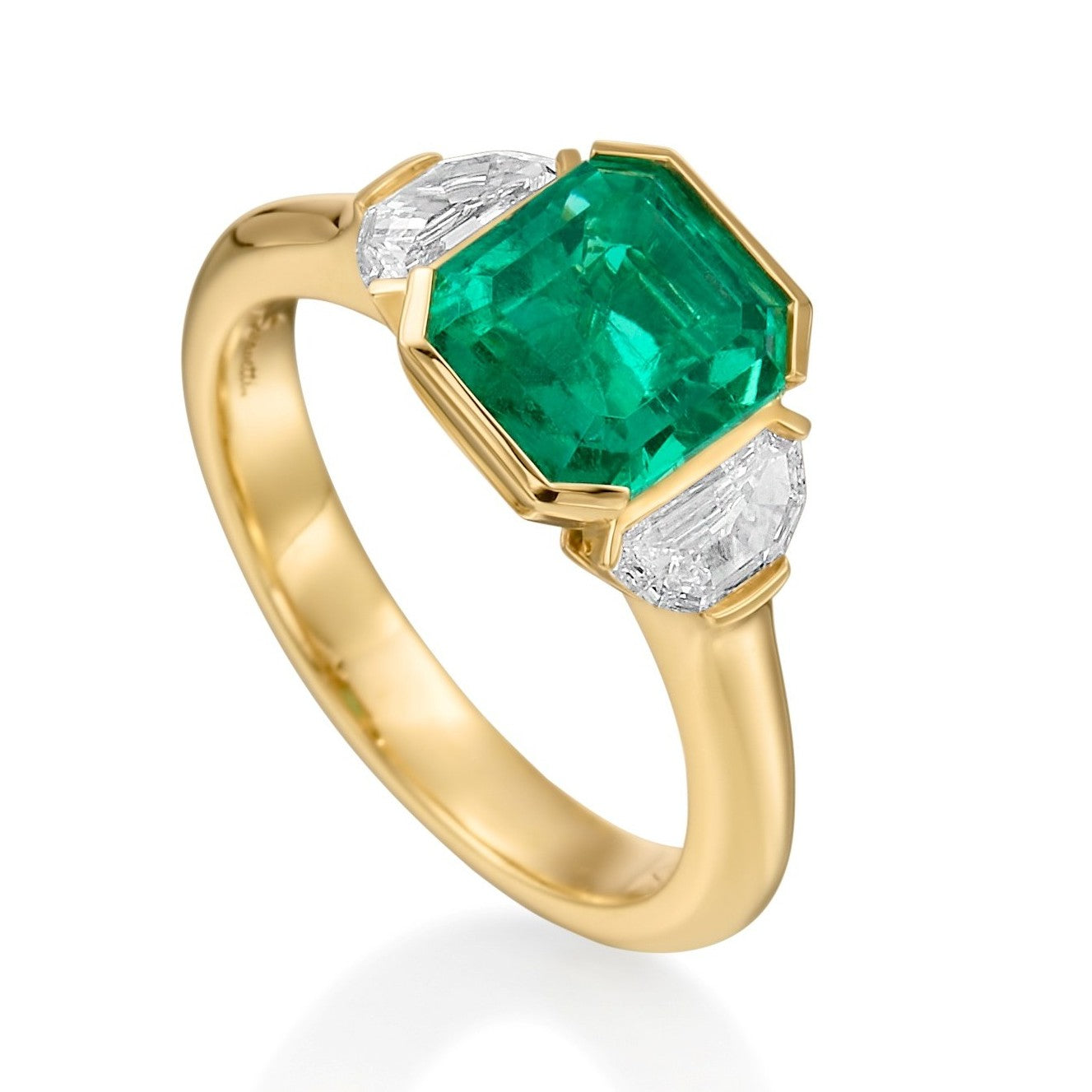 Salavetti Emerald and Diamond Color Ring