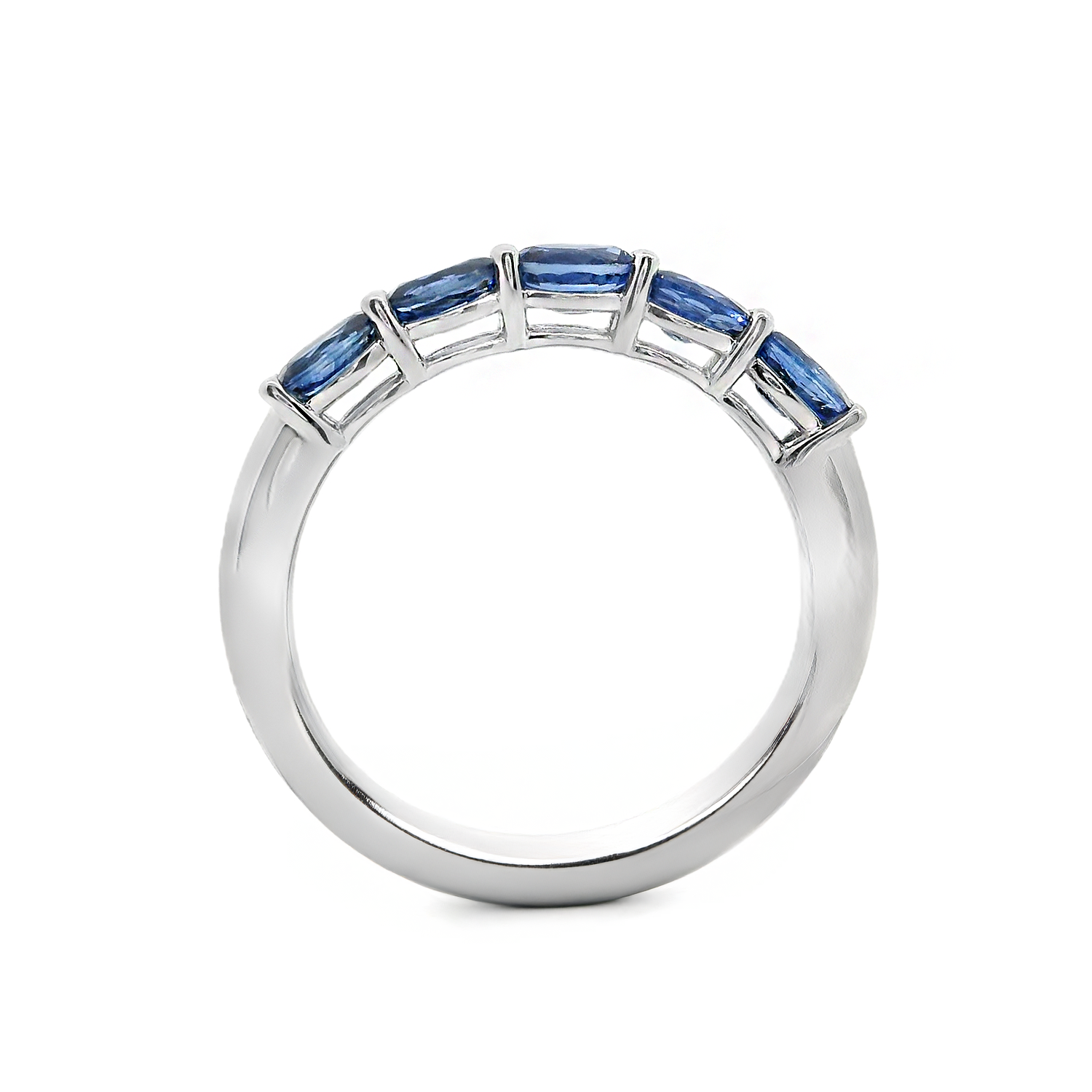 East/West Oval Blue Sapphire Anniversary Band