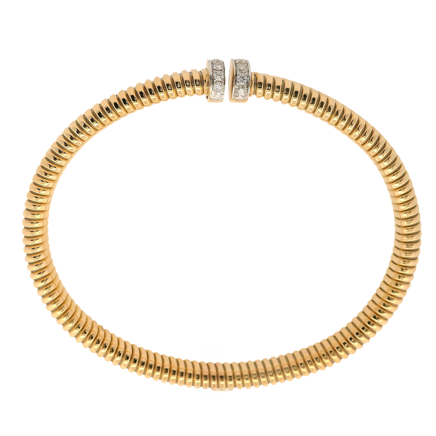 Tubogas Cuff Bracelet with Double Pavé Diamond Oval Nail Heads