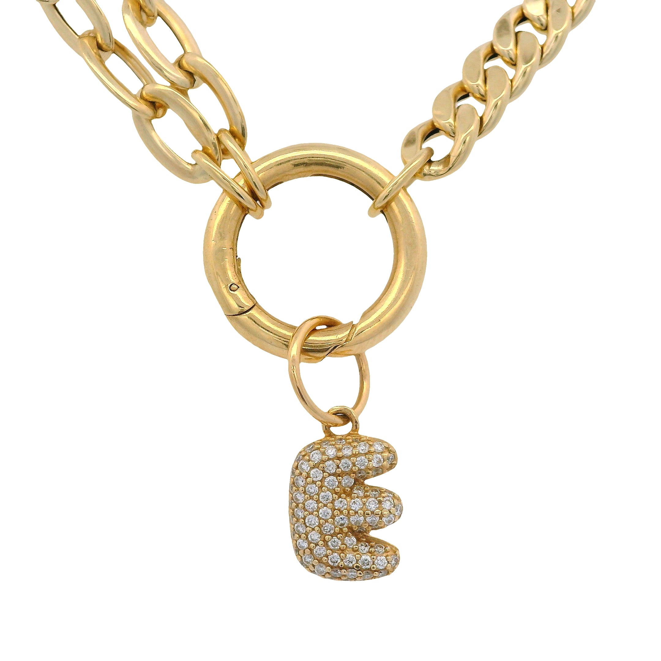 Puffed Diamond "E" Initial Charm