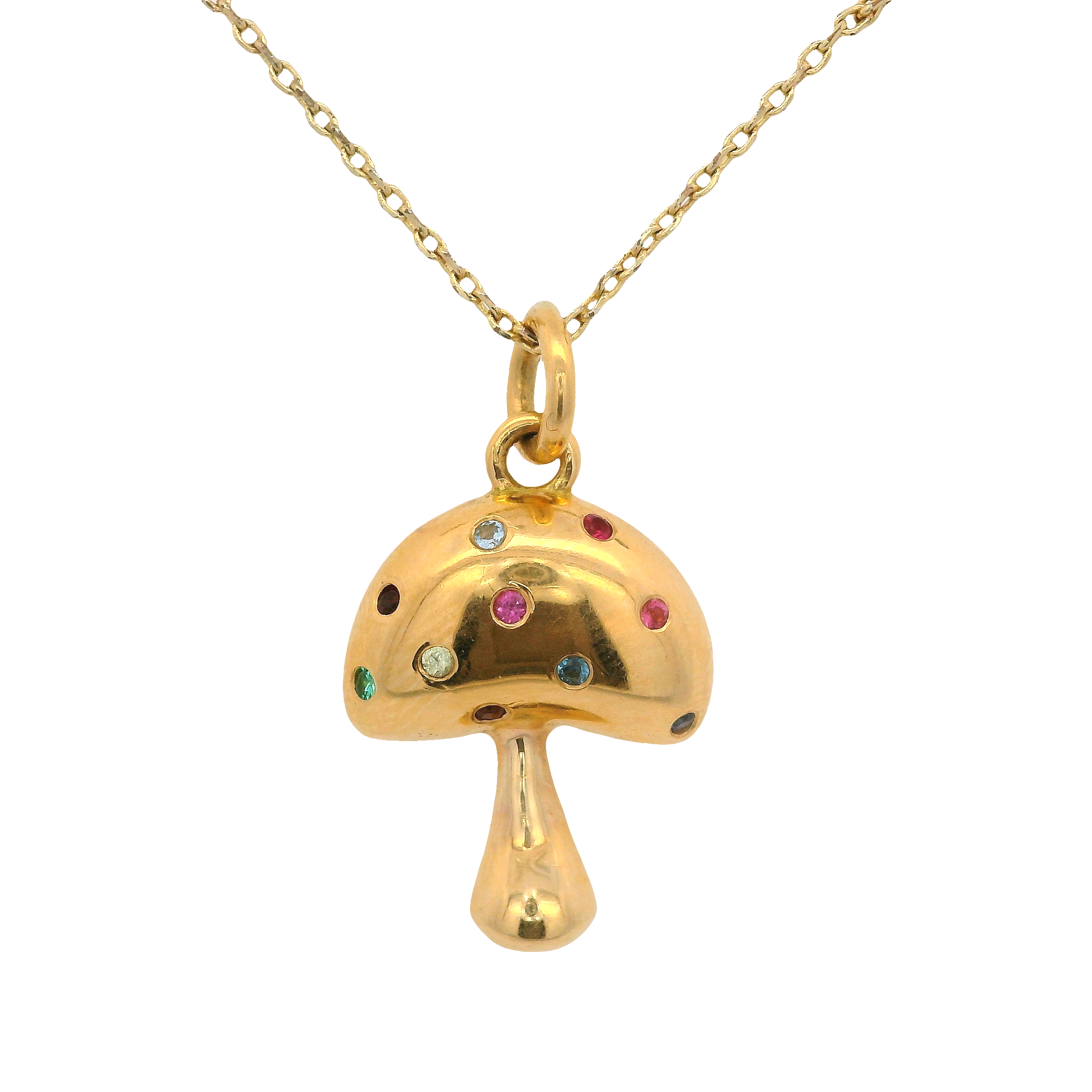 Mushroom Pendant with Multicolored Stones