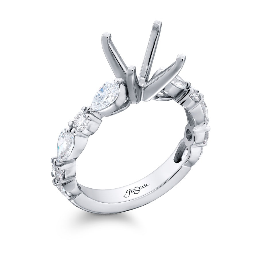 Platinum Pear-Shaped & Round Diamond Semi-Mount