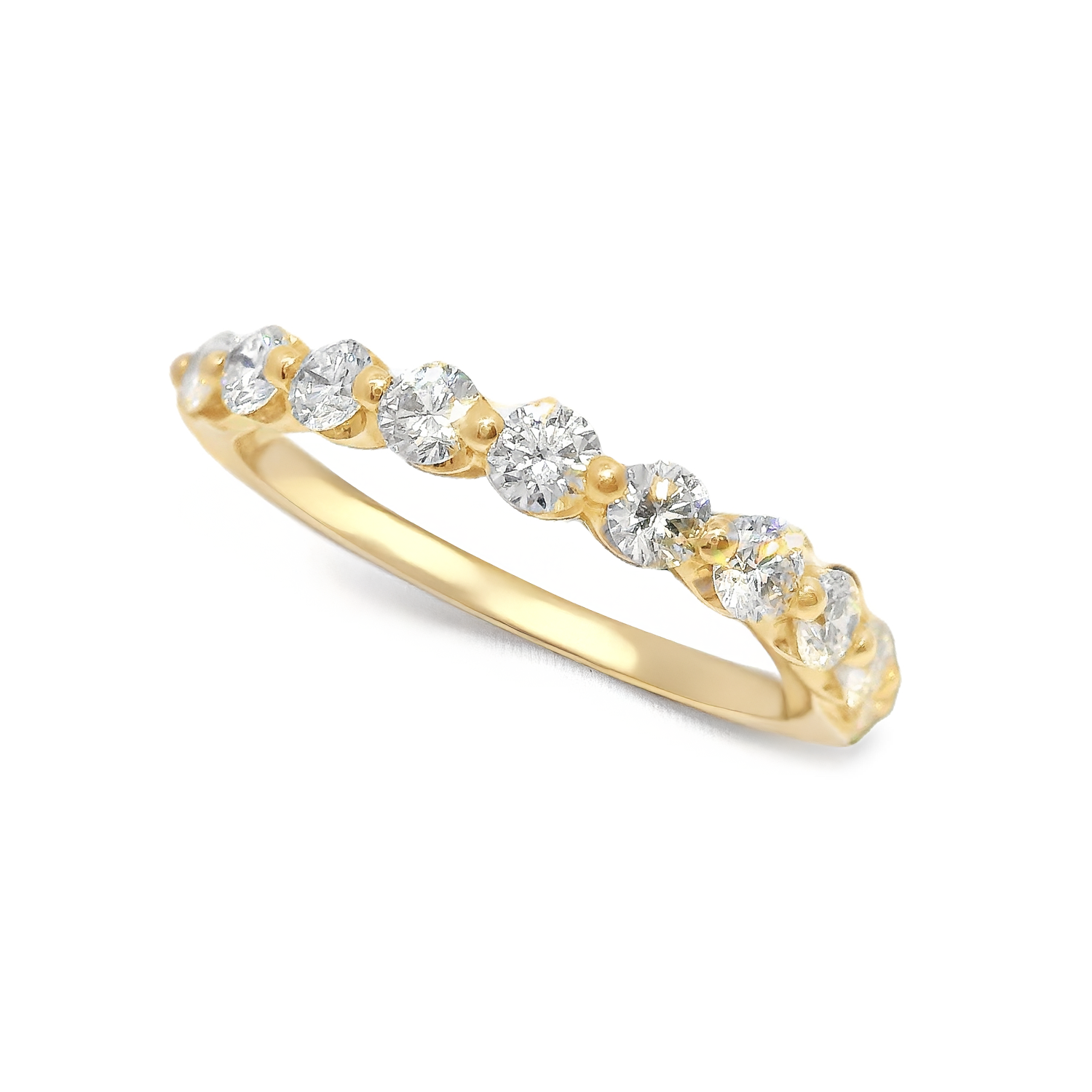 Single Shared Prong French Set Round Diamond Anniversary Band