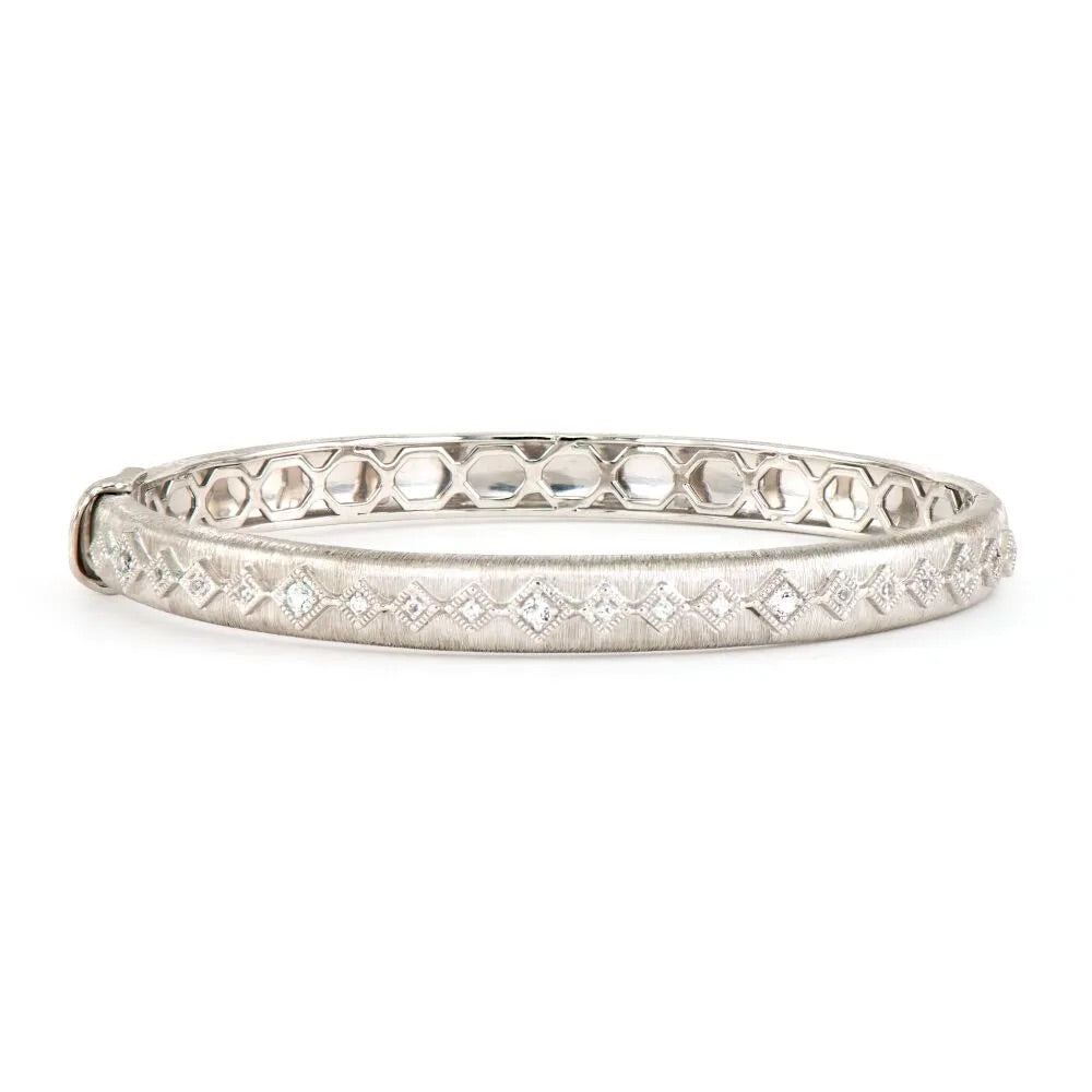 Sterling Silver Continuous White Topaz Kite Bangle