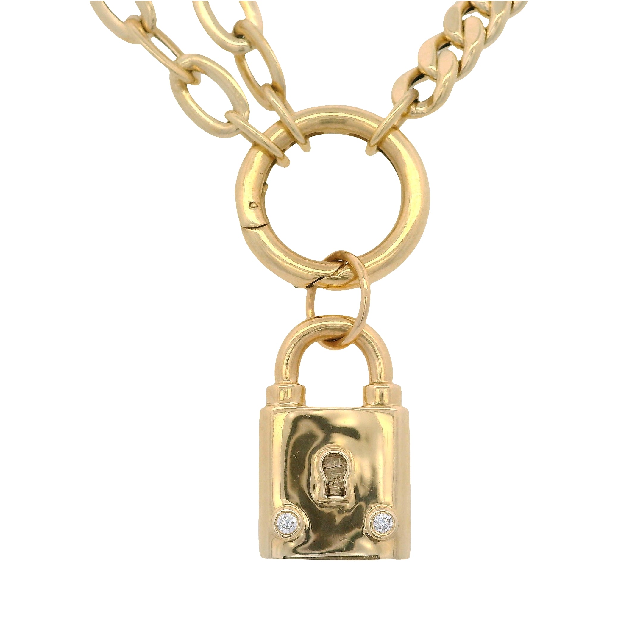 Lock Charm with Bezel Diamonds