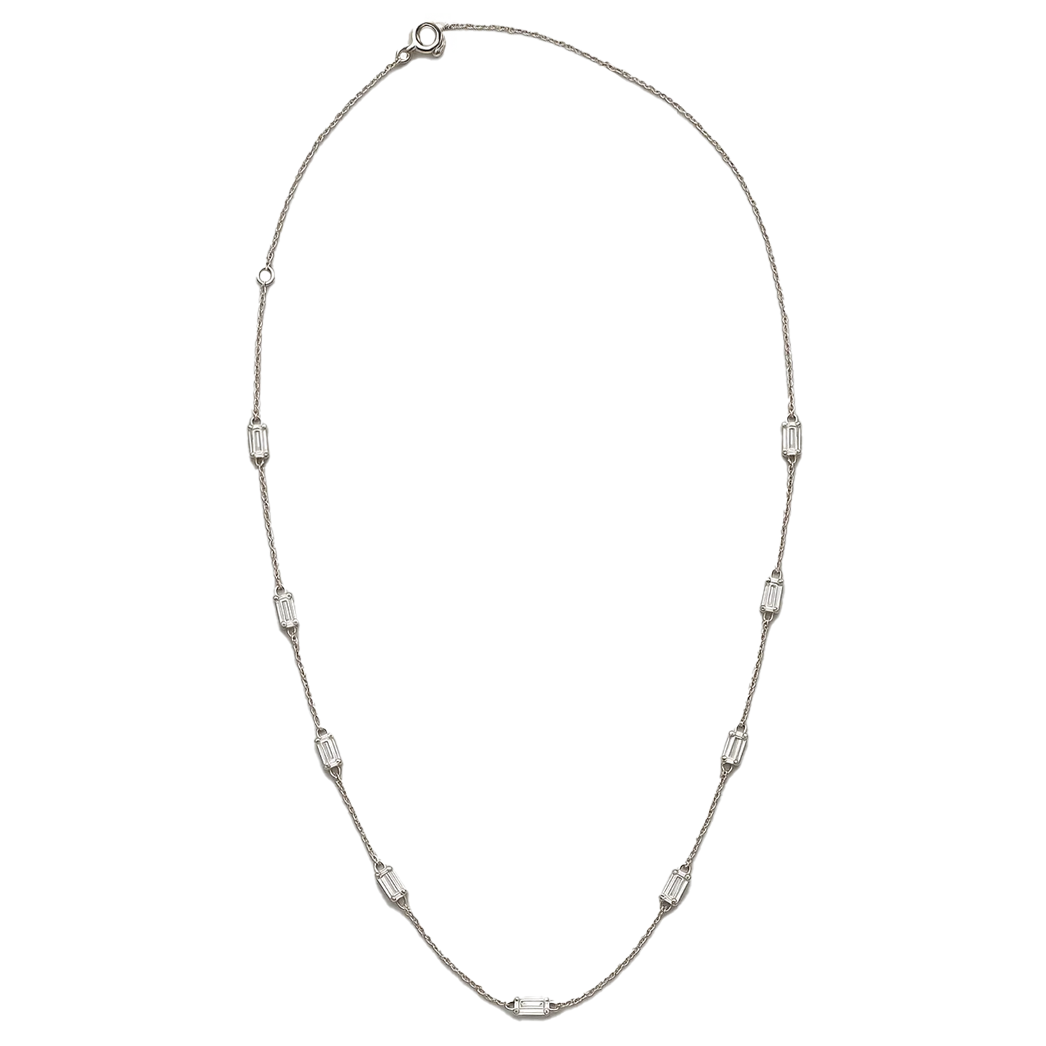 Baguette Diamond Station Necklace