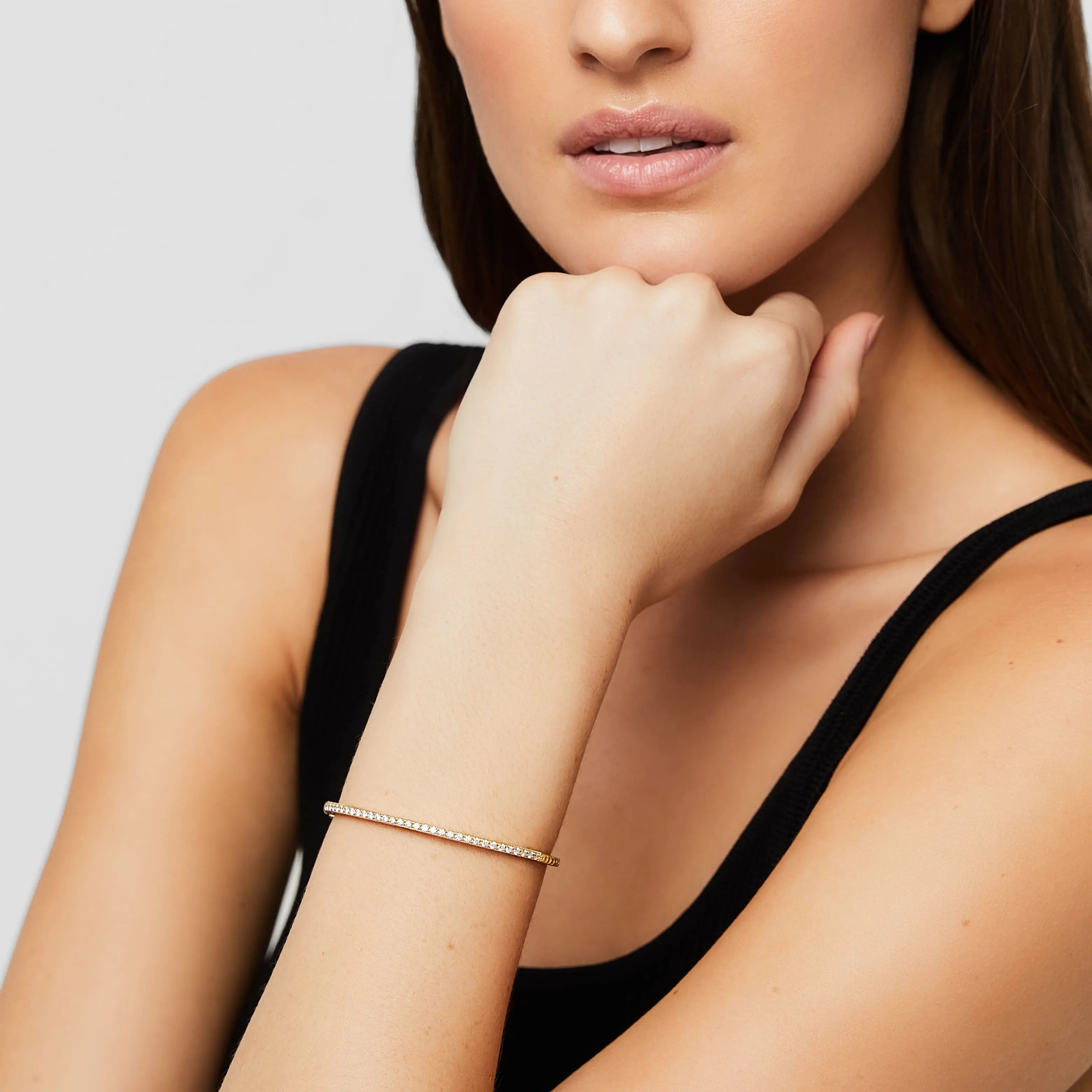 Thin Pavé Diamond Bangle