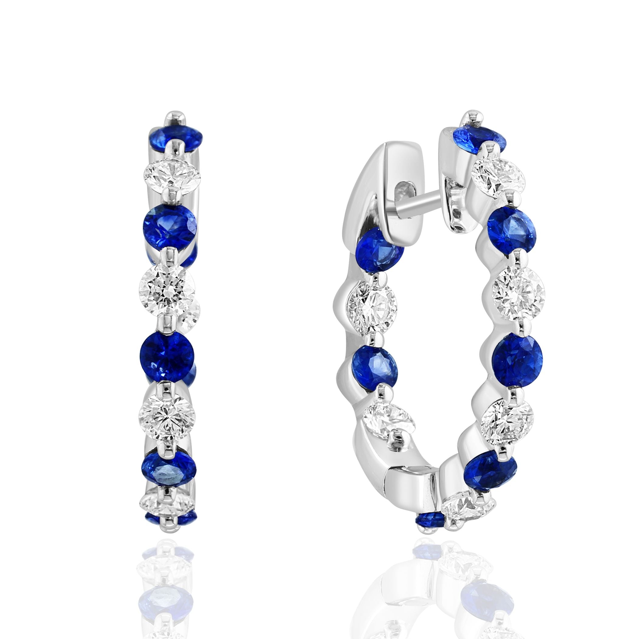 Sapphire and Diamond Hoop Earrings
